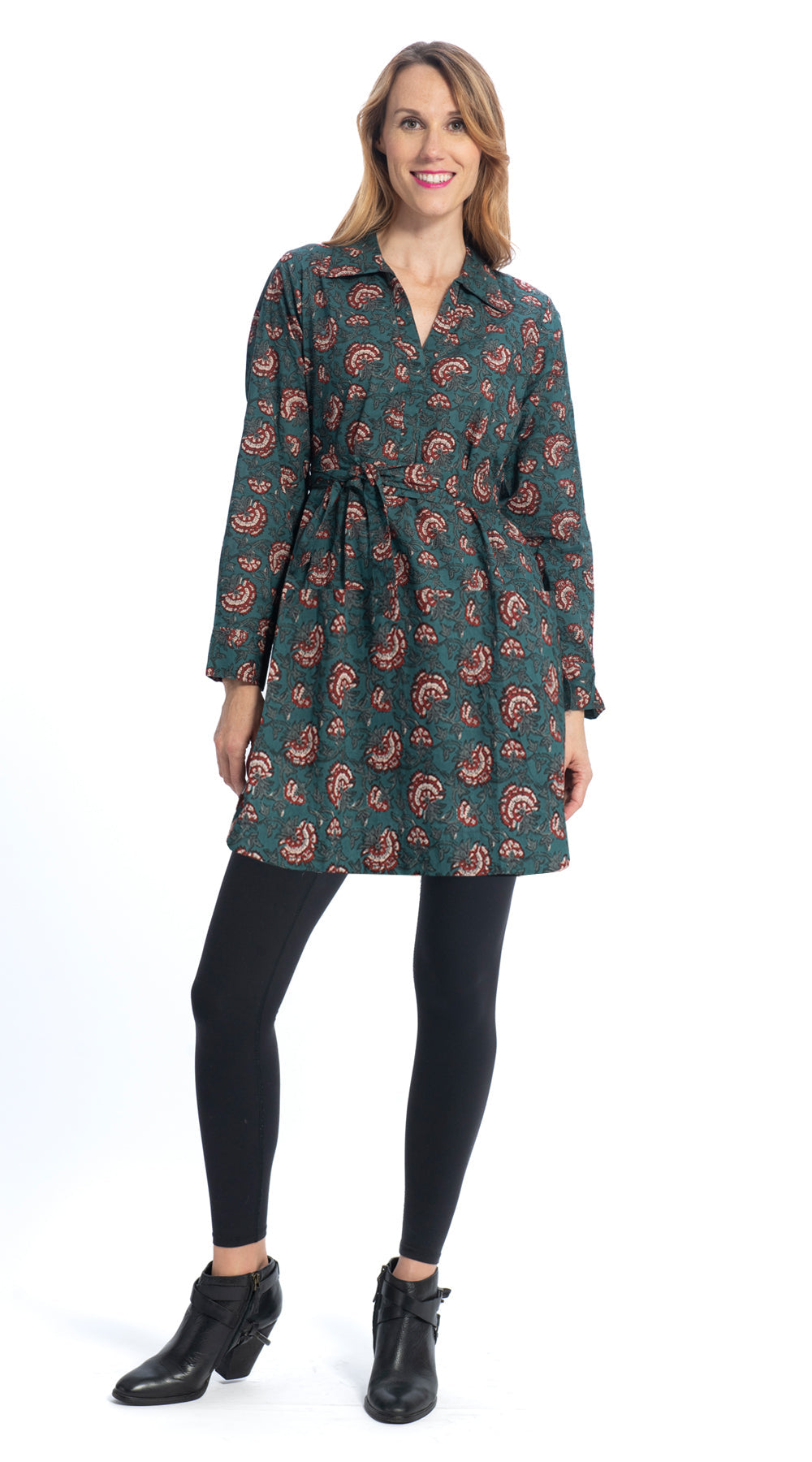 Cairo Tunic - org.cotton blockprint - emerald