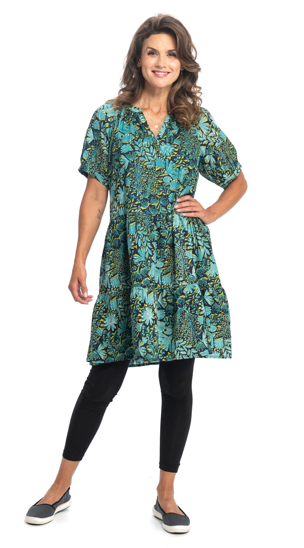Althea Dress - precious teal - organic cotton