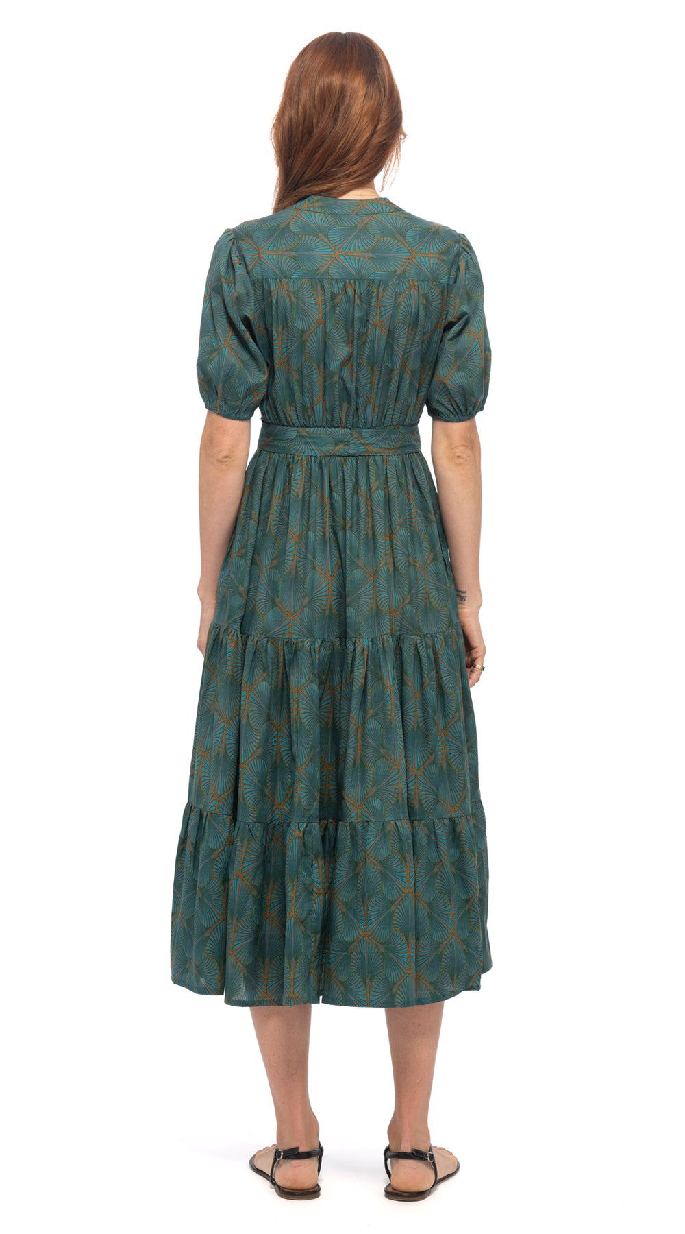 Anya Dress - teal fan - organic cotton