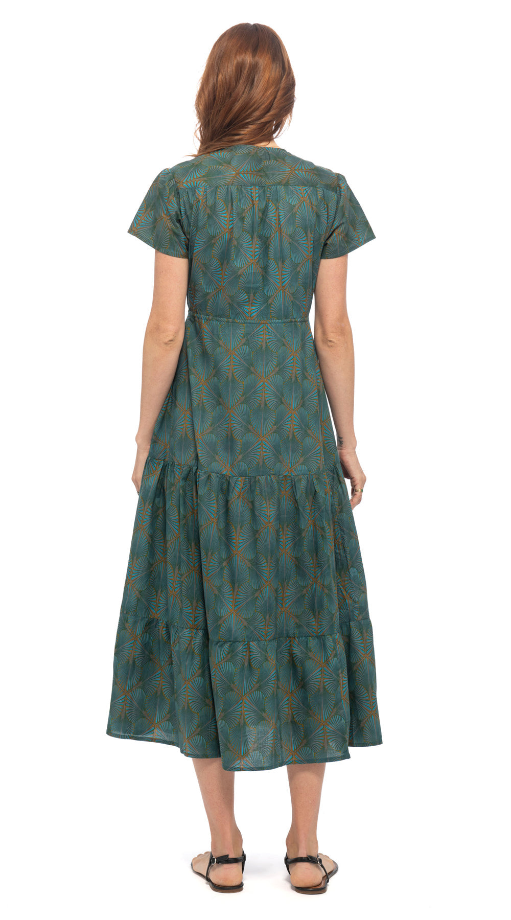 Sunita Dress - teal fan - organic cotton