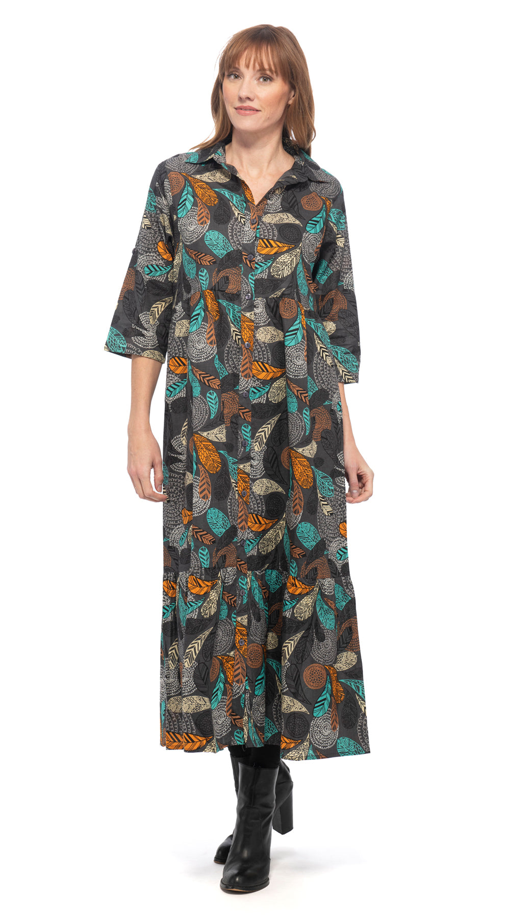 Leela Dress - grey feather - organic cotton