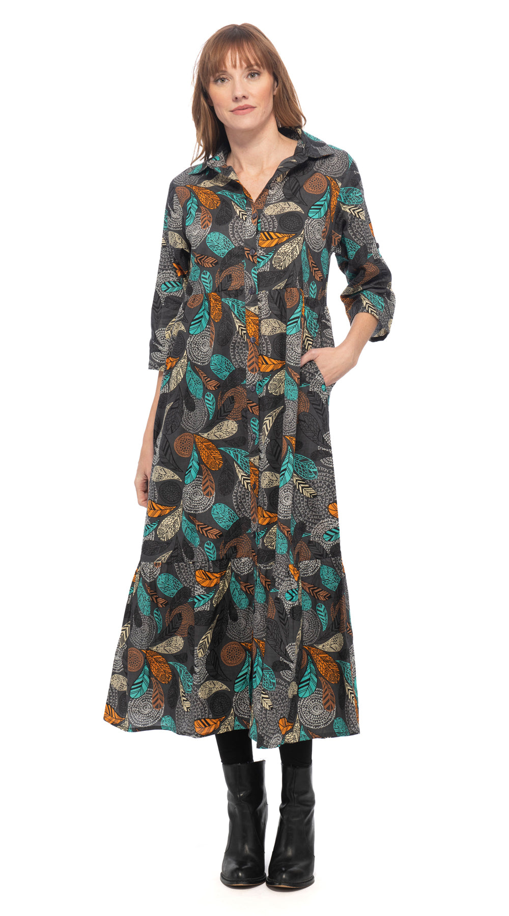 Leela Dress - grey feather - organic cotton