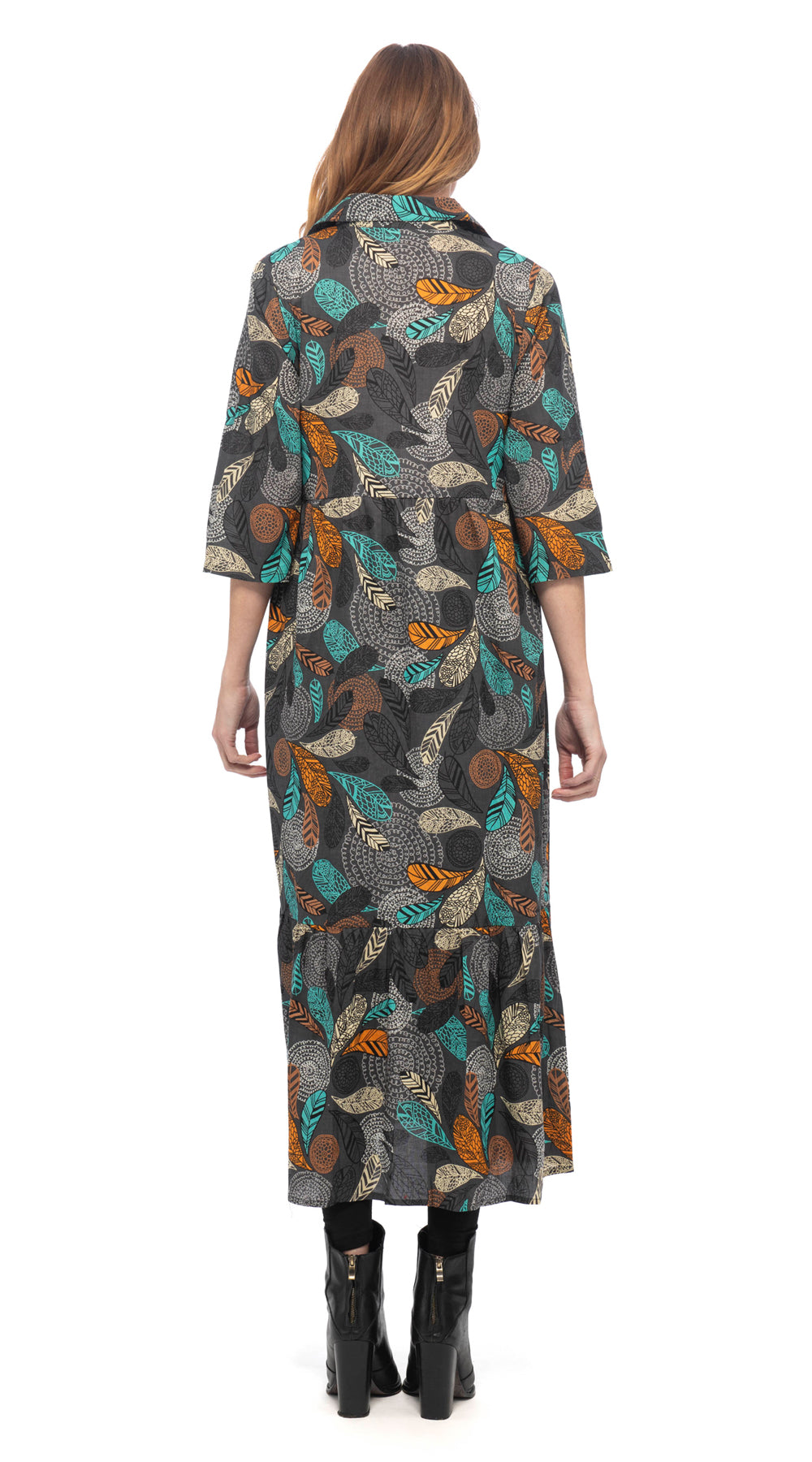Leela Dress - grey feather - organic cotton
