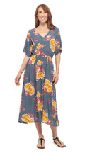 Dakini Dress - steel bouquet - rayon crepe